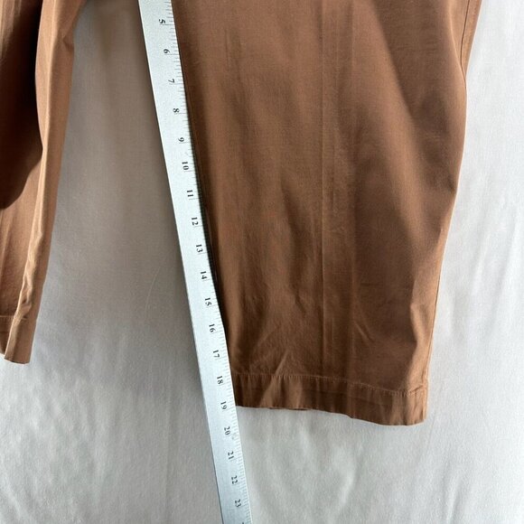 Talbots Pants Size 16P Signature Capri Flat Front Twill Stretch Cotton Brown - Picture 11 of 11